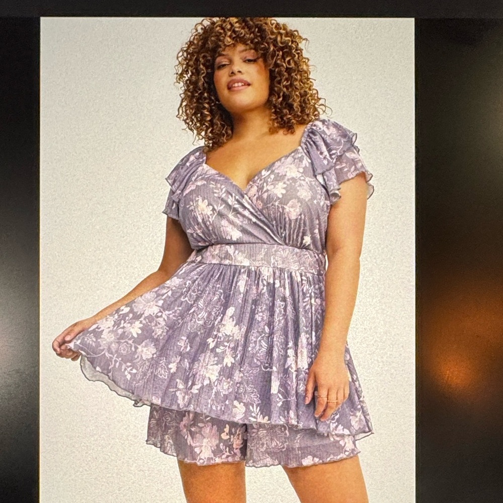 torrid Lavender Floral Tiered Mini Dress